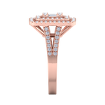 Load image into Gallery viewer, Square diamond ring with split shank in rose gold with white diamonds of 1.02 ct in weight