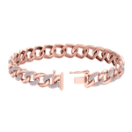 Load image into Gallery viewer, Diamond curb chain link bracelet in yellow gold with white diamonds of 1.82 ct in weight