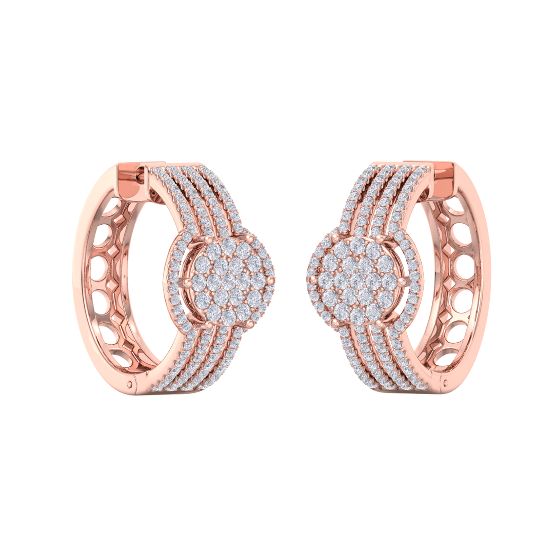 Beautiful Stud Earrings in rose gold with white diamonds of 1.12 in weight