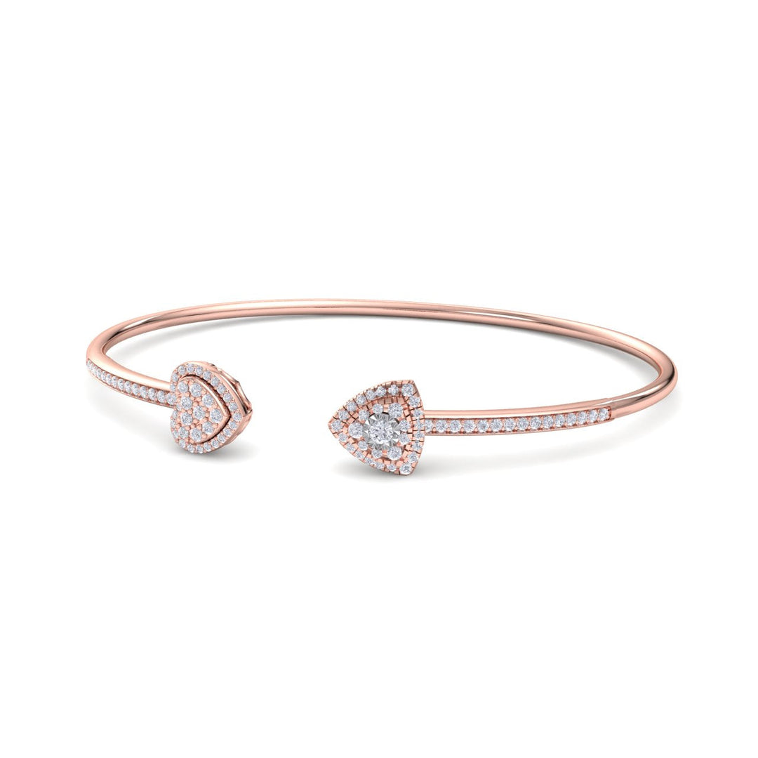 Cuff bracelet in rose gold with white diamonds of 0.56 ct in weight