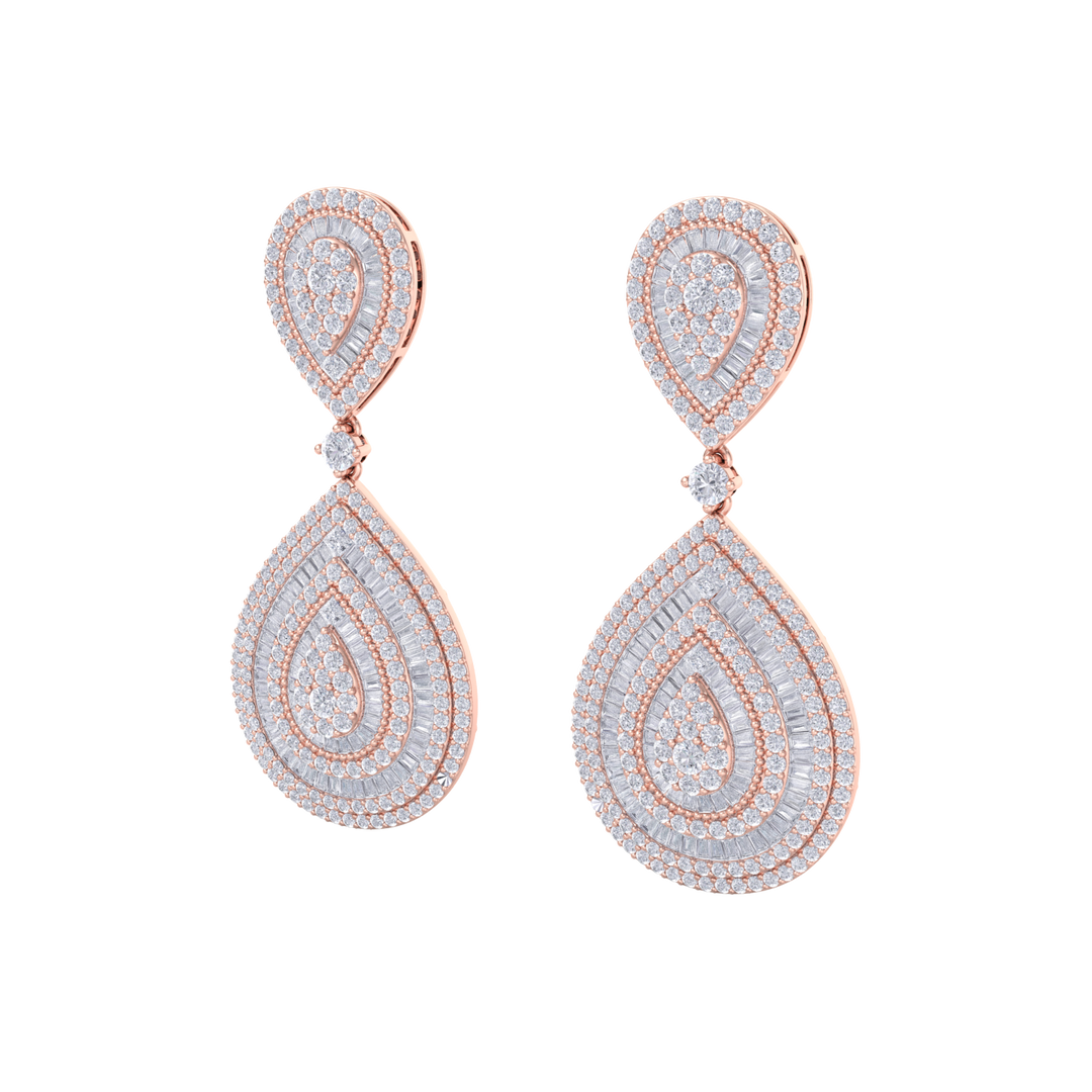 Diamond chandelier earrings in white gold with white diamonds of 8.15 ct in weight