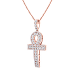 Load image into Gallery viewer, Ankh pendant in yellow gold with white diamonds of 1.77 ct in weight