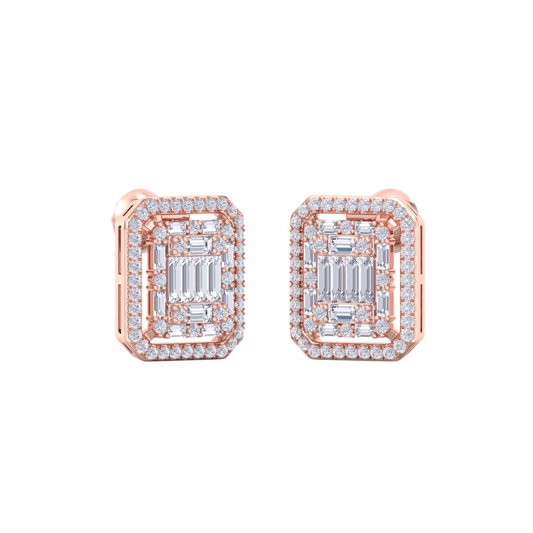 Beautiful Stud Earrings in white gold with white diamonds of 1.78 in weight