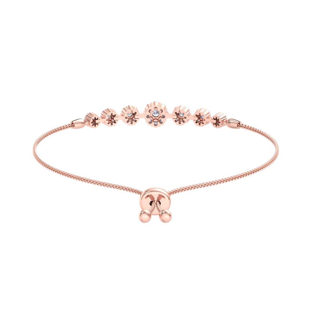 Diamond bolo bracelet in rose gold with white diamonds of 0.86 ct in weight