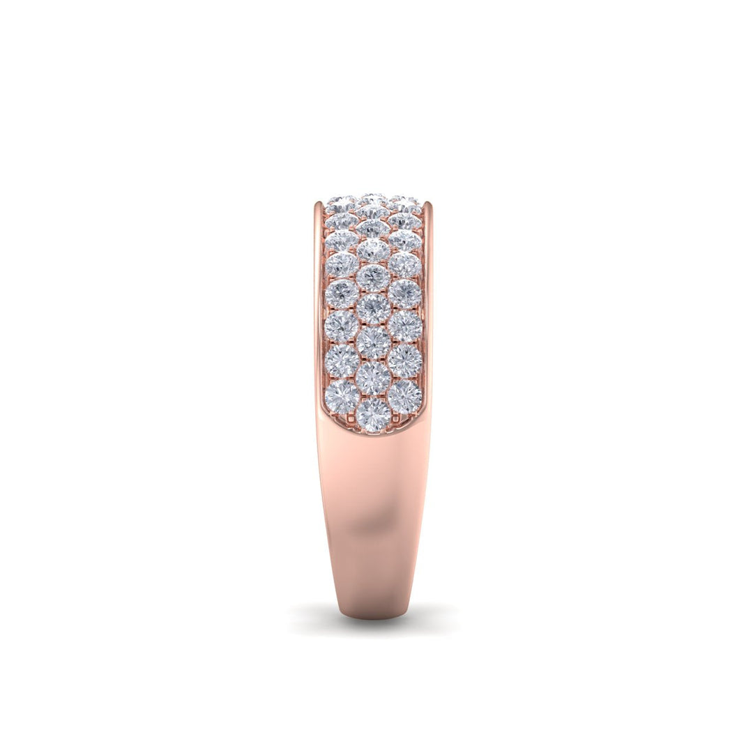 Classic Wedding band in rose gold with white diamonds of 0.83 ct in weight