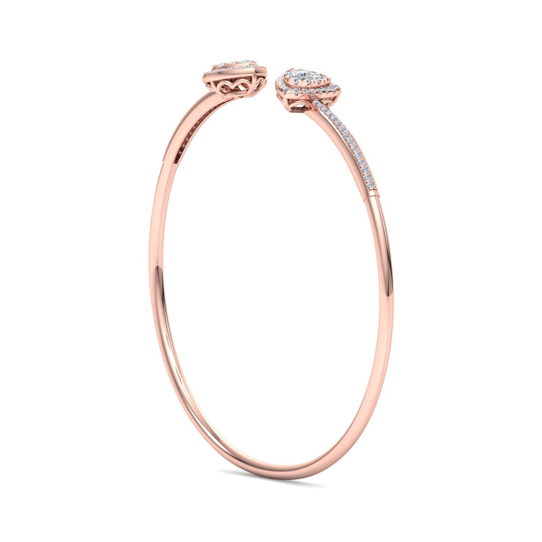 Cuff bracelet in rose gold with white diamonds of 0.56 ct in weight