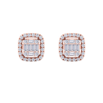 Load image into Gallery viewer, Halo square stud earrings in yellow gold with white diamonds of 0.41 ct in weight