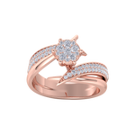Load image into Gallery viewer, Cluster solitaire ring in rose gold with white diamonds of 0.57 ct in weight
