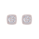 Load image into Gallery viewer, Square halo earrings in rose gold with white diamonds of 0.60 ct in weight