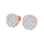 Load image into Gallery viewer, Round stud earrings in rose gold with white diamonds of 2.45 ct in weight