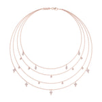Load image into Gallery viewer, Multi-strand drop necklace in rose gold with white diamonds of 0.68 ct in weight