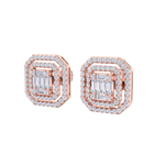 Load image into Gallery viewer, Square stud earrings in rose gold with white diamonds of 0.87 ct in weight