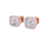 Load image into Gallery viewer, Square halo earrings in white gold with white diamonds of 0.60 ct in weight