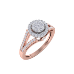 Load image into Gallery viewer, Cluster engagement ring in yellow gold with white diamonds of 0.44 ct in weight