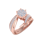 Load image into Gallery viewer, Cluster solitaire ring in white gold with white diamonds of 0.57 ct in weight