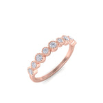 Load image into Gallery viewer, Milgrain wedding band in rose gold with white diamonds of 0.25 ct in weight