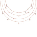 Load image into Gallery viewer, Multi-strand drop necklace in rose gold with white diamonds of 0.68 ct in weight