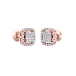 Load image into Gallery viewer, Halo square stud earrings in white gold with white diamonds of 0.41 ct in weight