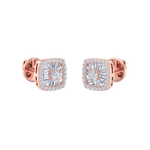 Load image into Gallery viewer, Square halo earrings in rose gold with white diamonds of 0.60 ct in weight