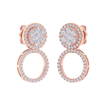Load image into Gallery viewer, 3 in 1 earrings in rose gold with white diamonds of 0.79 ct in weight