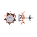 Load image into Gallery viewer, Flower shaped stud earrings in yellow gold with white diamonds of 0.62 ct in weight