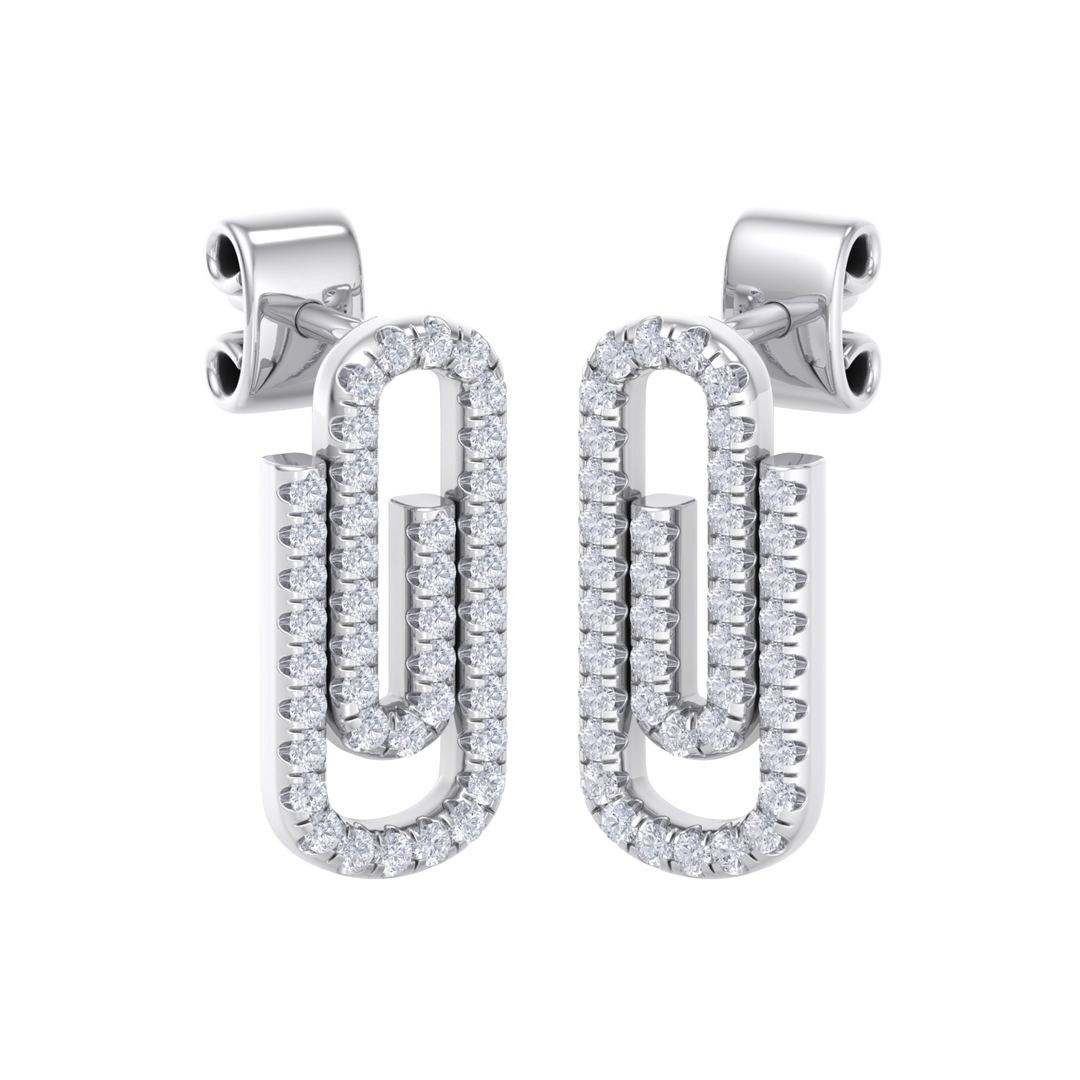 Diamond link earrings in yellow gold with white diamonds of 0.33 ct in weight