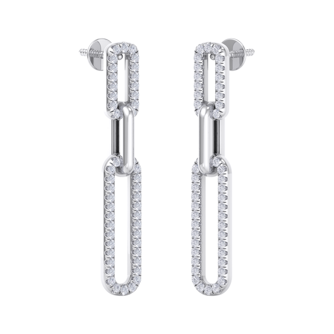 Diamond chain link earrings in yellow gold with white diamonds of 0.40 ct in weight