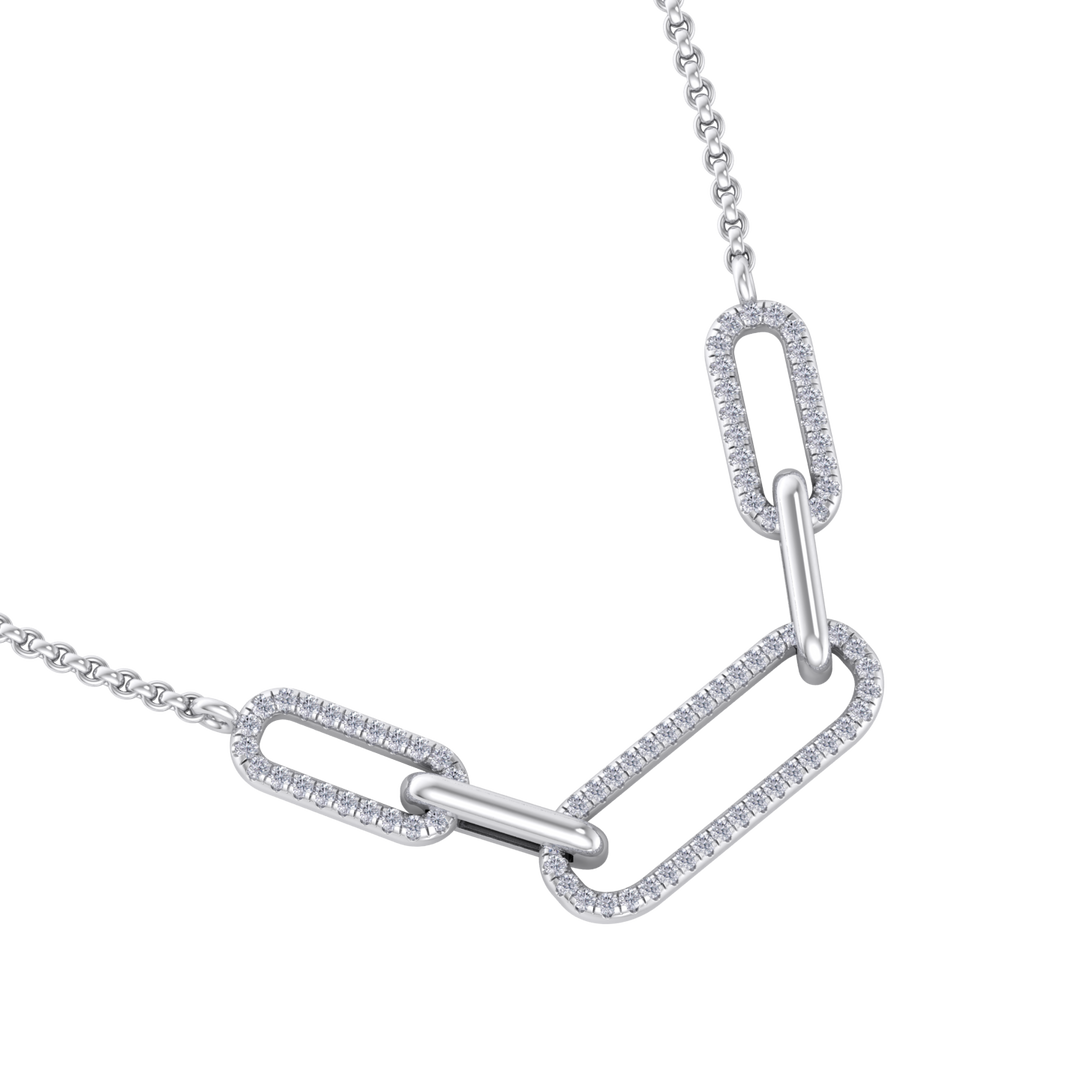 Diamond chain link necklace in yellow gold with white diamonds of 0.33 ct in weight