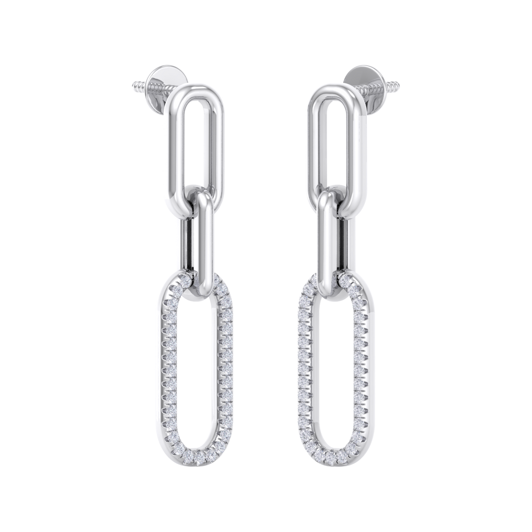 Diamond chain link earrings in rose gold with white diamonds of 0.25 ct in weight