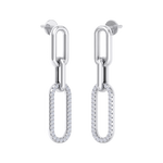Load image into Gallery viewer, Diamond chain link earrings in white gold with white diamonds of 0.25 ct in weight