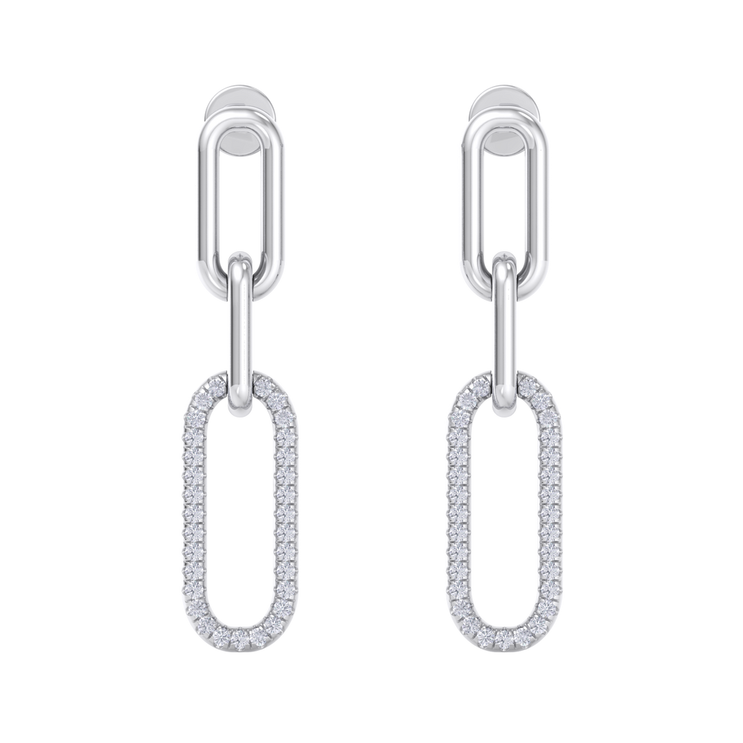 Diamond chain link earrings in rose gold with white diamonds of 0.25 ct in weight