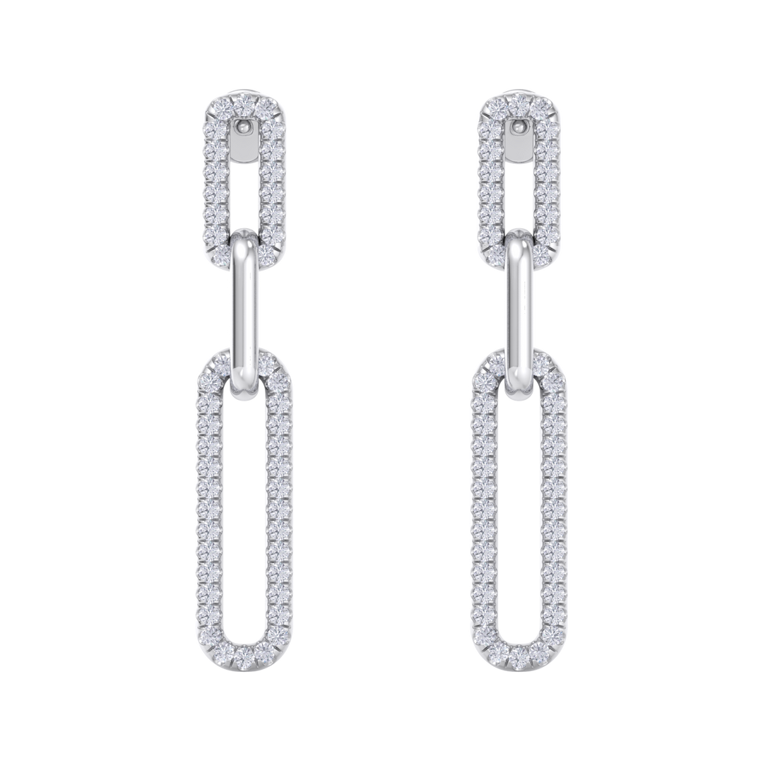 Diamond chain link earrings in yellow gold with white diamonds of 0.40 ct in weight