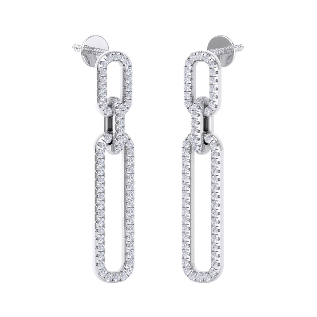 Diamond chain link earrings in white gold with white diamonds of 0.50 ct in weight