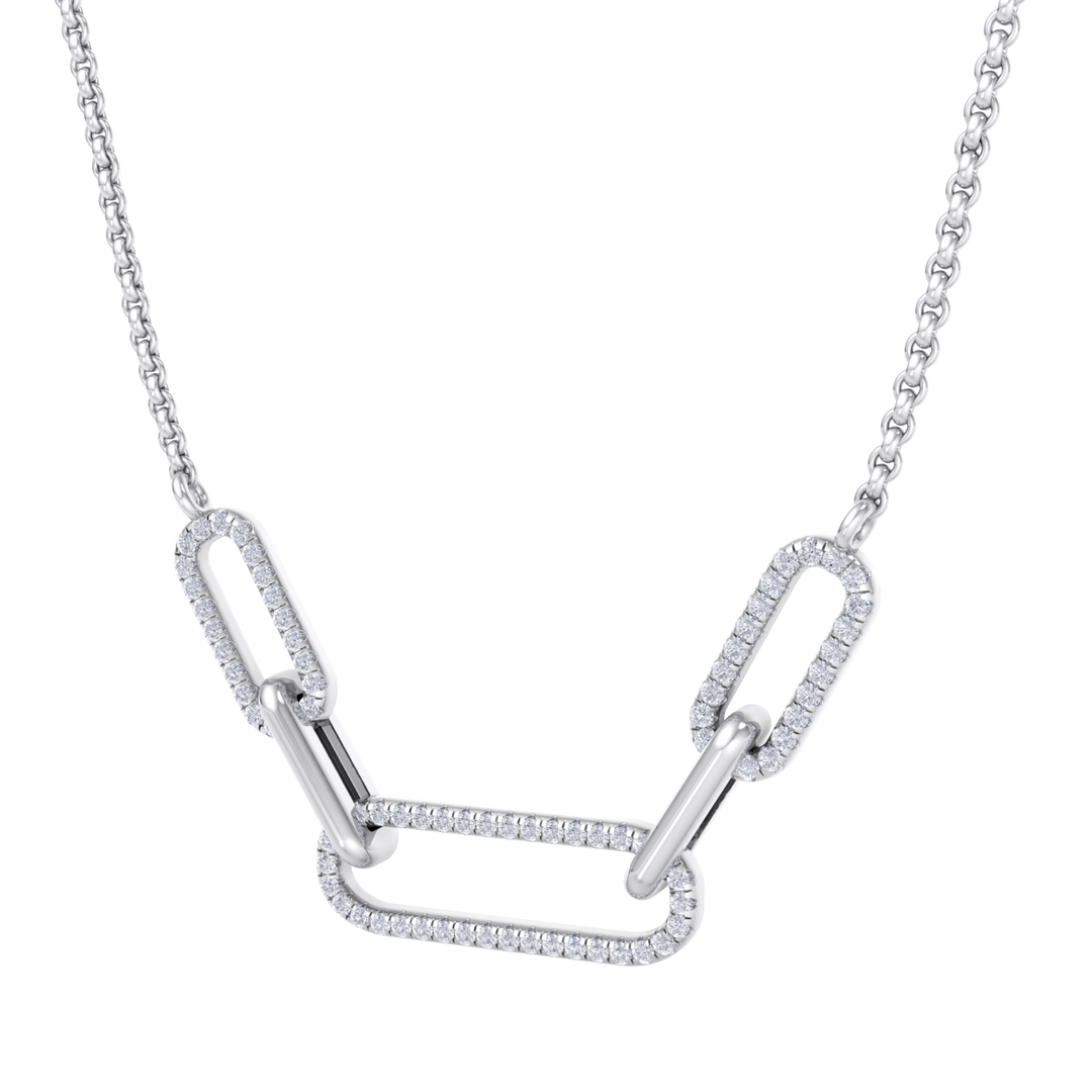 Diamond chain link necklace in white gold with white diamonds of 0.33 ct in weight