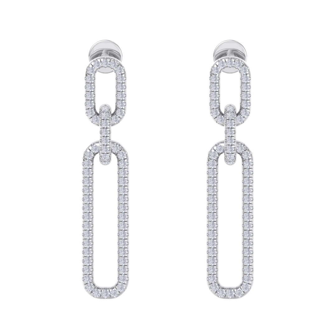 Diamond chain link earrings in white gold with white diamonds of 0.50 ct in weight