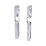 Load image into Gallery viewer, Chunky diamond chain link earrings in white gold with white diamonds of 0.87 ct in weight