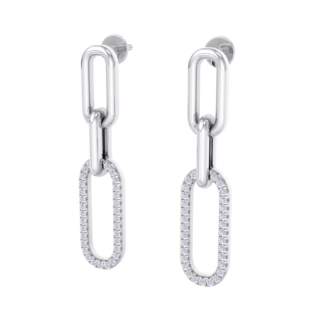 Diamond chain link earrings in yellow gold with white diamonds of 0.25 ct in weight