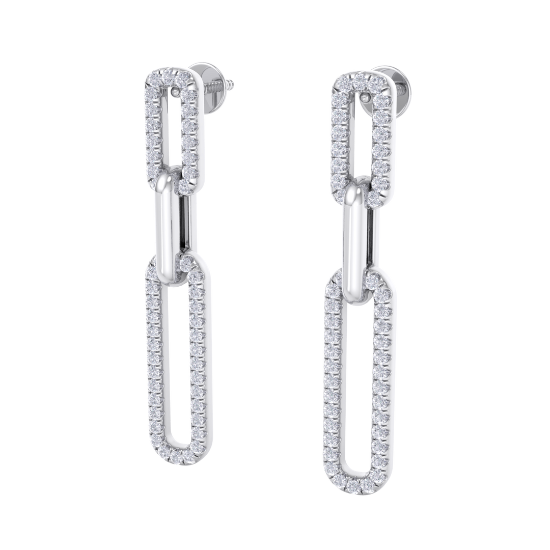 Diamond chain link earrings in yellow gold with white diamonds of 0.40 ct in weight