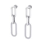 Load image into Gallery viewer, Diamond chain link earrings in white gold with white diamonds of 0.25 ct in weight