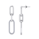 Load image into Gallery viewer, Diamond chain link earrings in yellow gold with white diamonds of 0.25 ct in weight