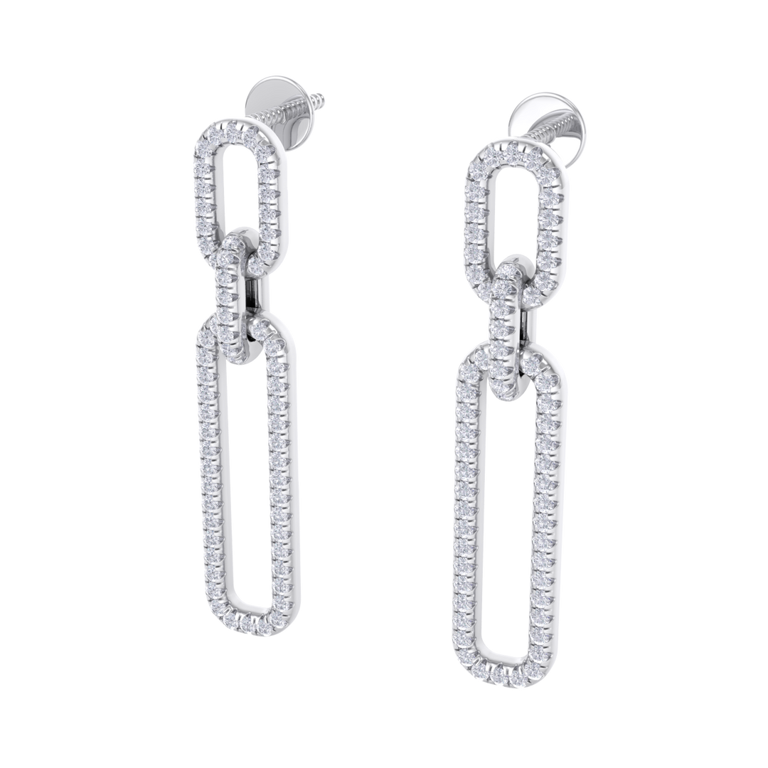 Diamond chain link earrings in yellow gold with white diamonds of 0.50 ct in weight