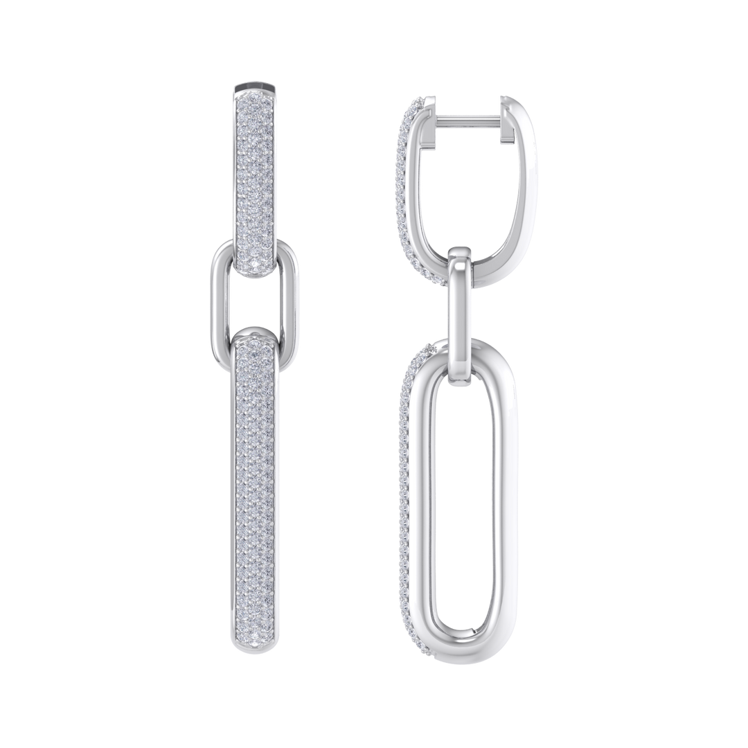 Chunky diamond chain link earrings in rose gold with white diamonds of 0.87 ct in weight