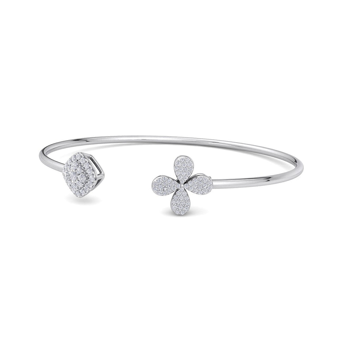 Cuff bracelet in white gold with white diamonds of 0.52 ct in weight