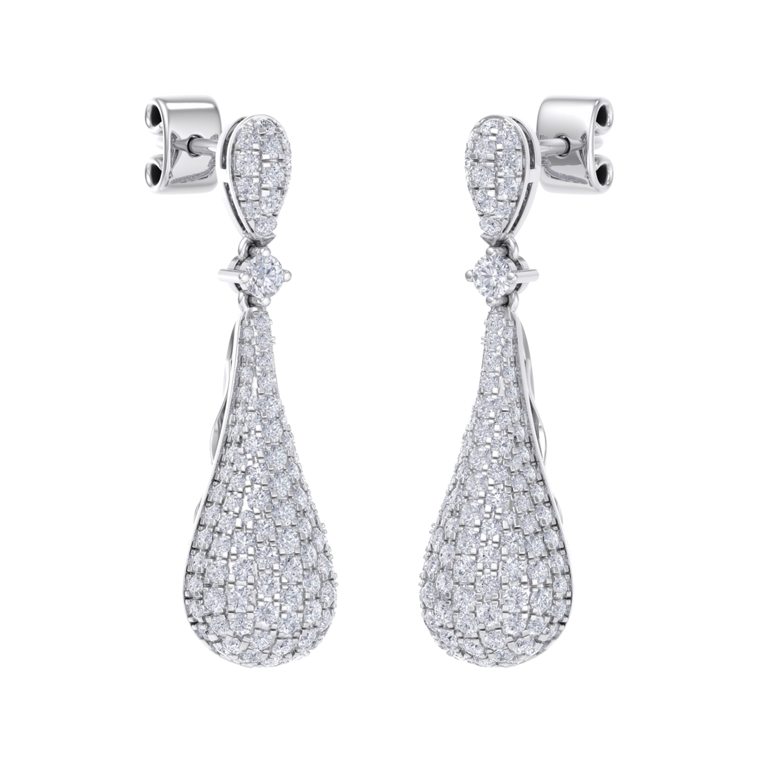 Diamond chandelier earrings in rose gold with white diamonds of 1.73 ct in weight