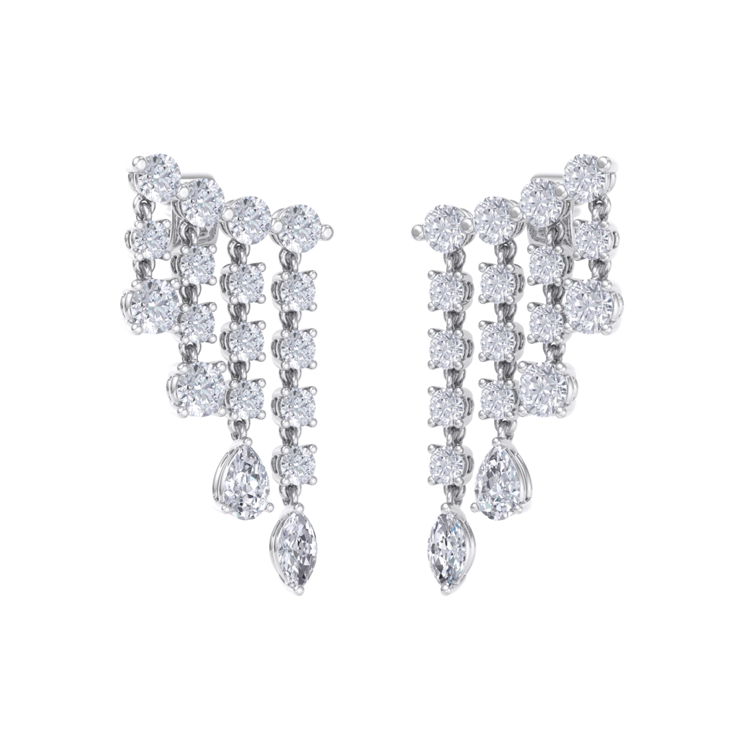 Climber dangle earrings in rose gold with white diamonds of 3.01 ct in weight