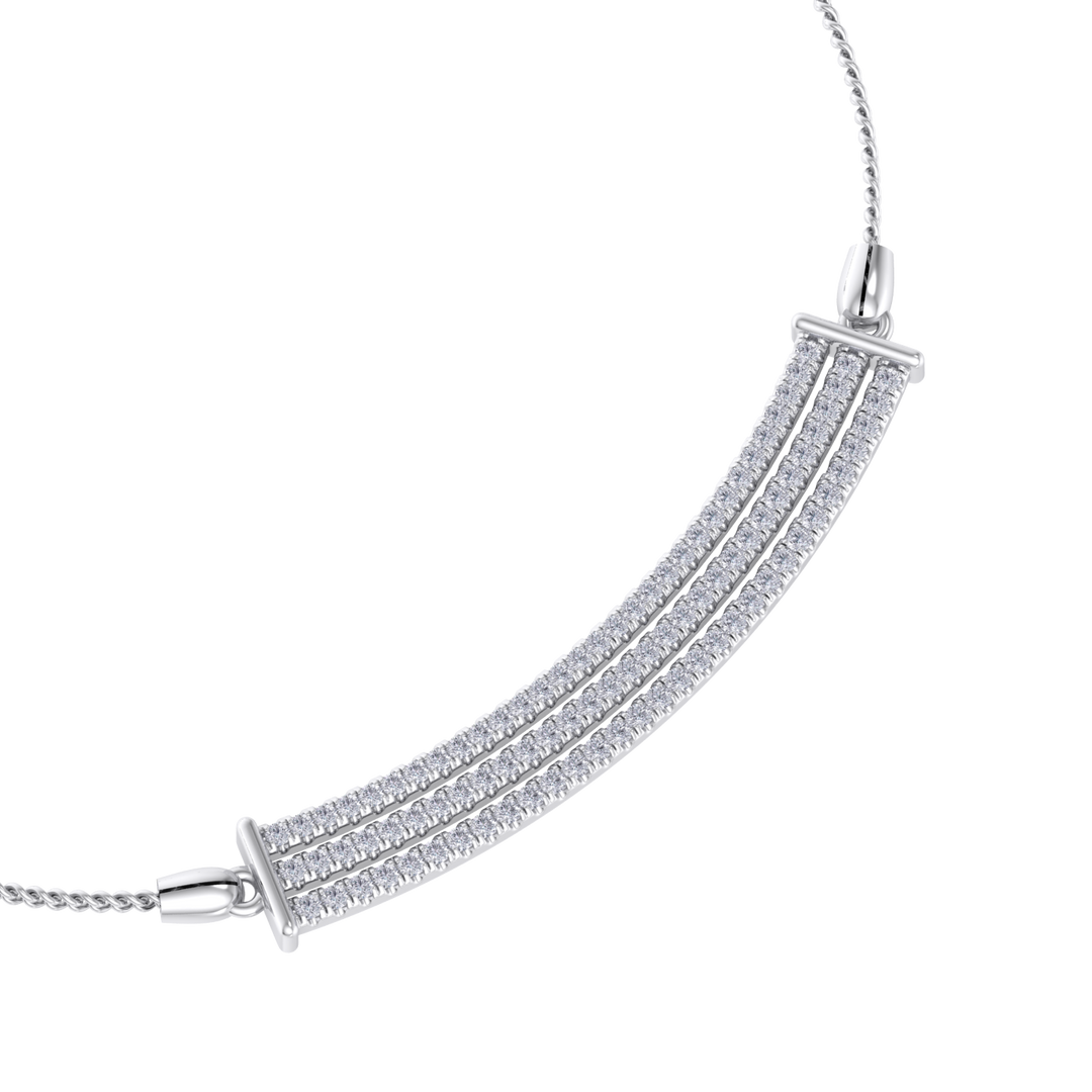 Diamond bar bolo necklace in white gold with white diamonds of 0.93 ct in weight