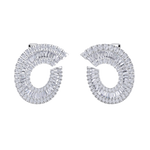 Load image into Gallery viewer, Baguette diamond circle studs in white gold with white diamonds of 5.85 ct in weight