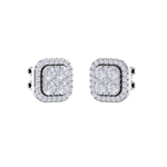 Load image into Gallery viewer, Square cluster stud earrings in white gold with white diamonds of 1.00 ct in weight