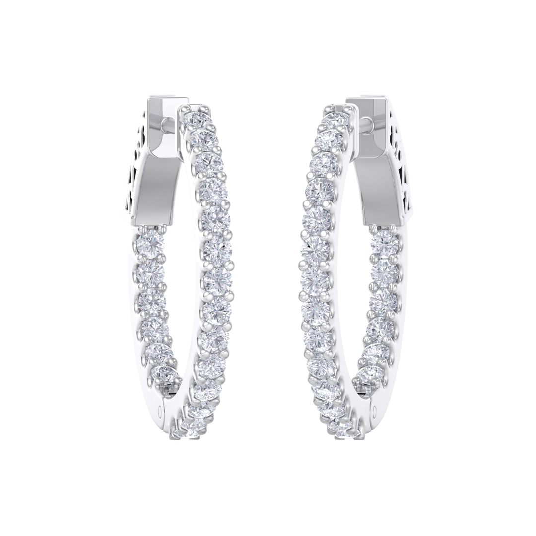Diamond eternity hoop earrings in yellow gold with white diamonds of 1.00 ct in weight