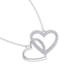 Load image into Gallery viewer, Cute hearts necklace in white gold with white diamonds of 0.61 ct in weight